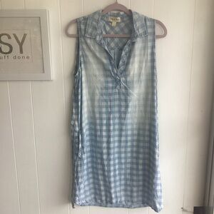 Cloth & Stone Blue and White Buttoned Polo Collar Sundress